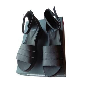 Eileen Fisher Heir Tumbled Leather Wedge Sandal (NIB $104) - 8M